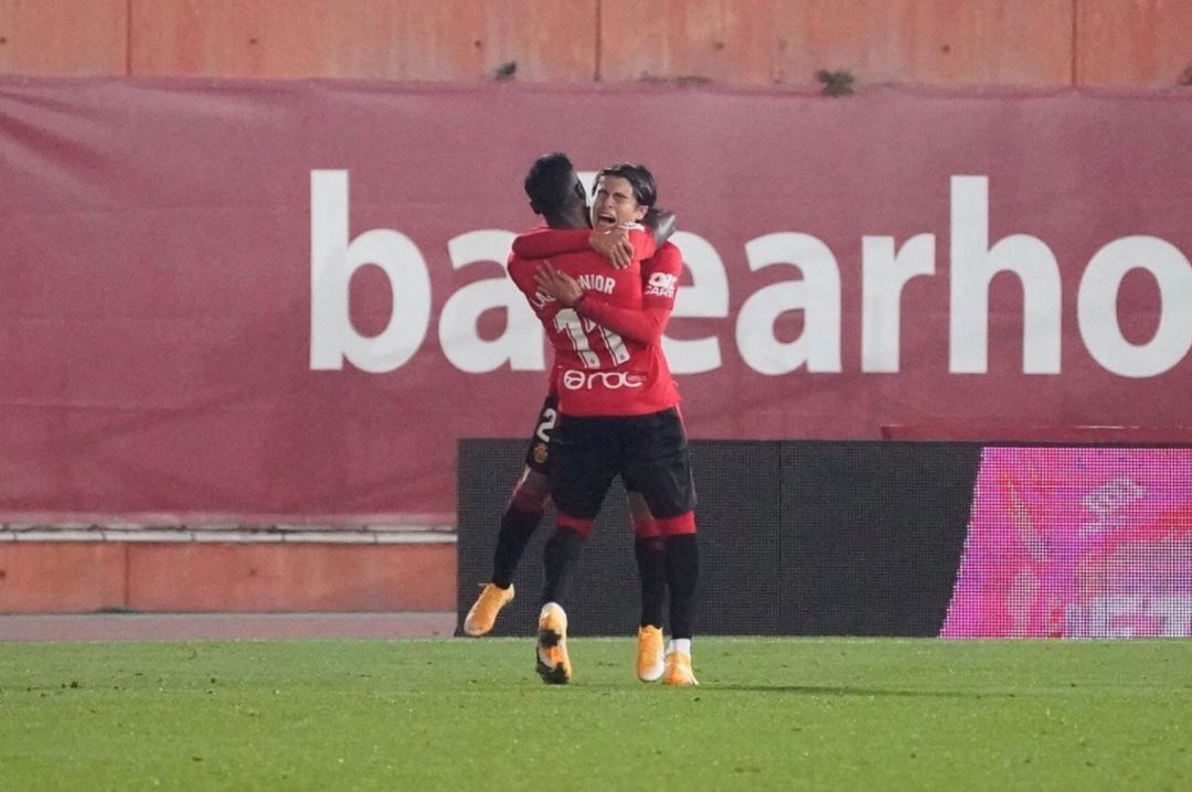 Luka Romero celebra su primer gol en la LFP frente al Logroñés. Luka Romero celebra su primer gol en la LFP frente al Logroñés.