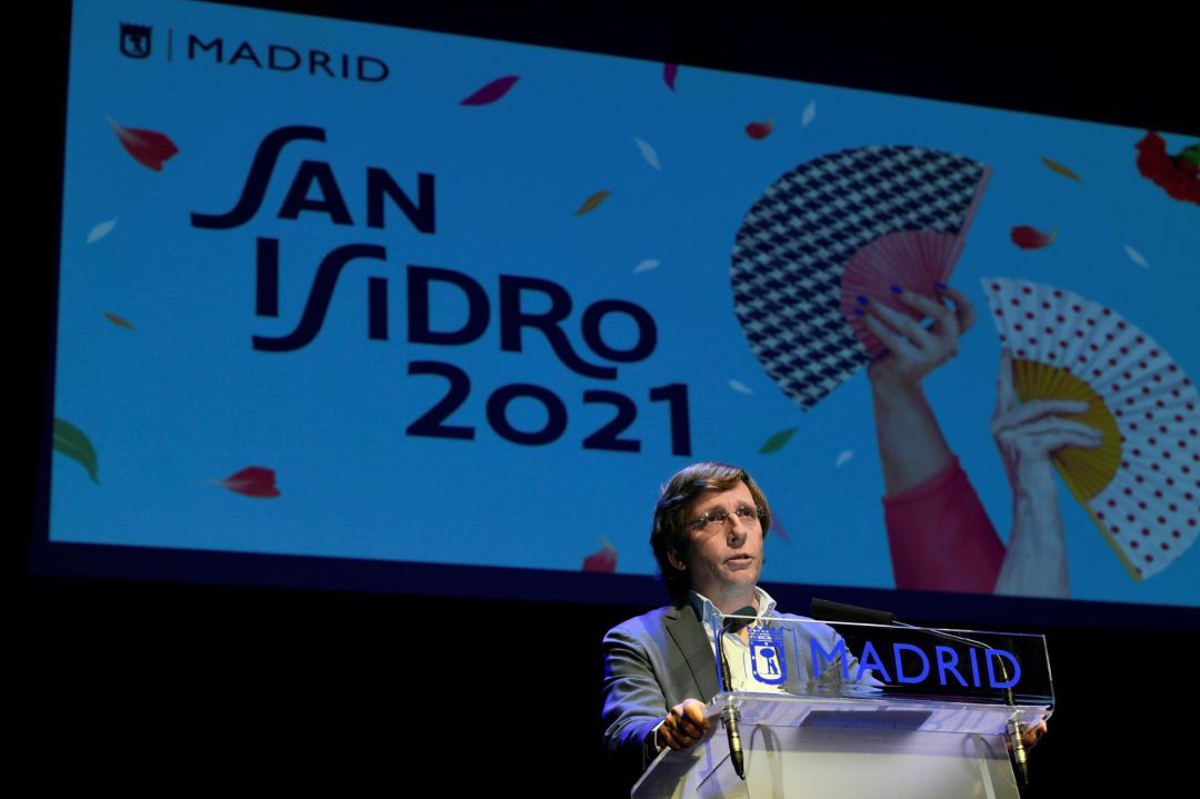 El alcalde de Madrid, José Luis Martínez-Almeida, durante la presentación del programa de las fiestas de San Isidro 2021. El alcalde de Madrid, José Luis Martínez-Almeida, durante la presentación del programa de las fiestas de San Isidro 2021.