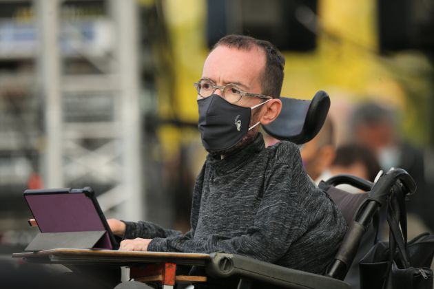 El portavoz de Unidas Podemos en el Congreso, Pablo Echenique durante el acto de cierre de campaña del partido en el anfiteatro Lourdes y Mariano del parque de la Cuña Verde de Vicálvaro, a 2 de mayo de 2021 El portavoz de Unidas Podemos en el Congreso, Pablo Echenique durante el acto de cierre de campaña del partido en el anfiteatro Lourdes y Mariano del parque de la Cuña Verde de Vicálvaro, a 2 de mayo de 2021