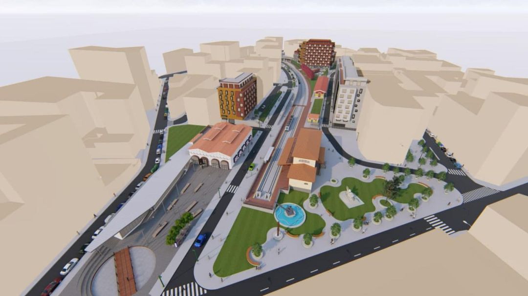 Recreación virtual de la urbanización de la estación de FEVE Recreación virtual de la urbanización de la estación de FEVE