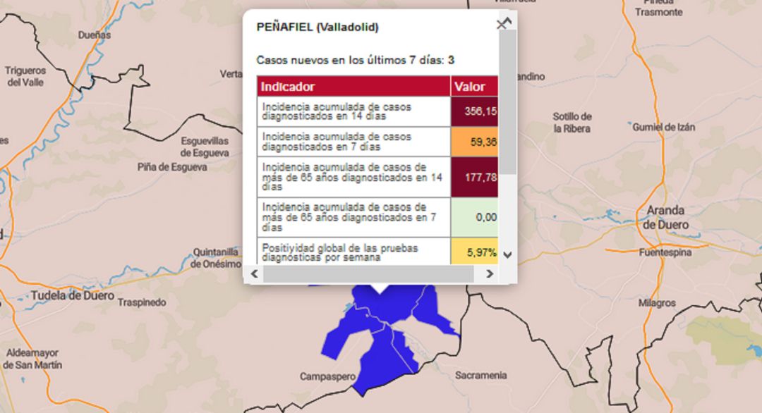 Mapa del Servicio de Epidemiolgía de la Junta de Castilla y León. Mapa del Servicio de Epidemiolgía de la Junta de Castilla y León.