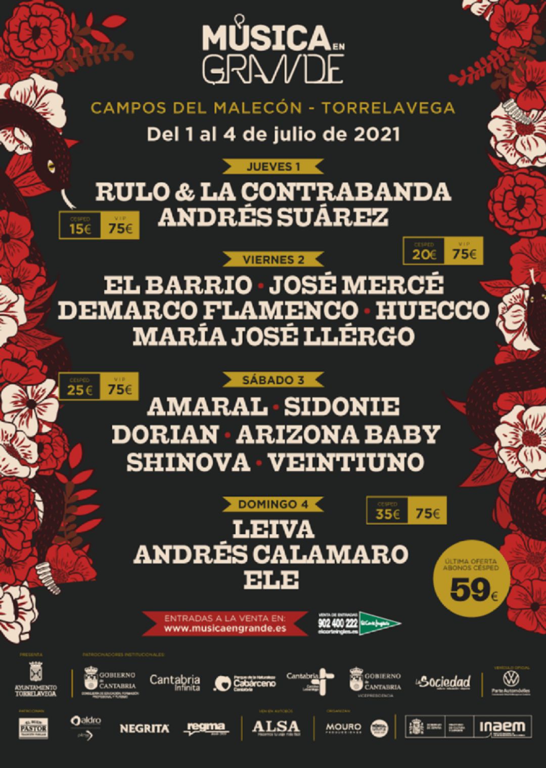 Cartel del Música en Grande que se iba a celebrar en Torrelavega. Cartel del Música en Grande que se iba a celebrar en Torrelavega.