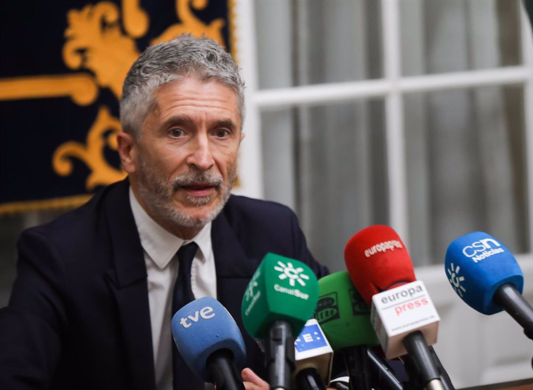 Marlaska en su intervención en Sevilla. Marlaska en su intervención en Sevilla.