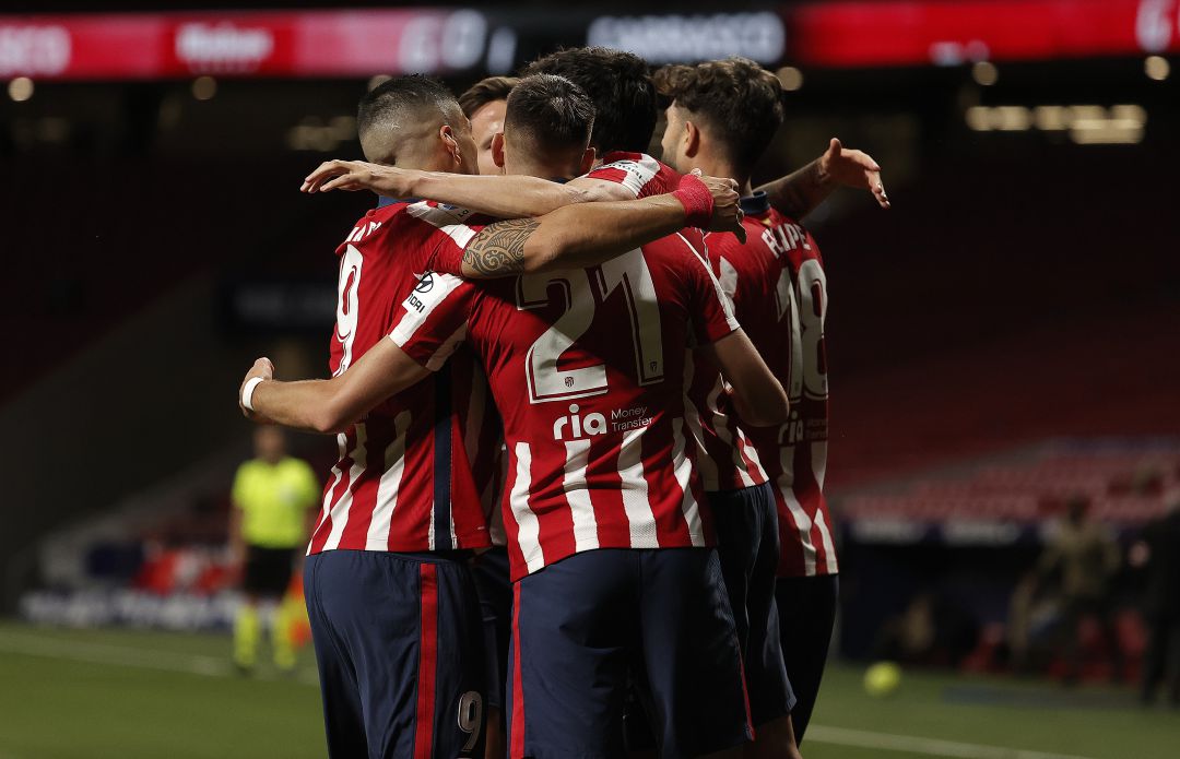 Los jugadores del Atlético de Madrid celebran uno de los goles Los jugadores del Atlético de Madrid celebran uno de los goles
