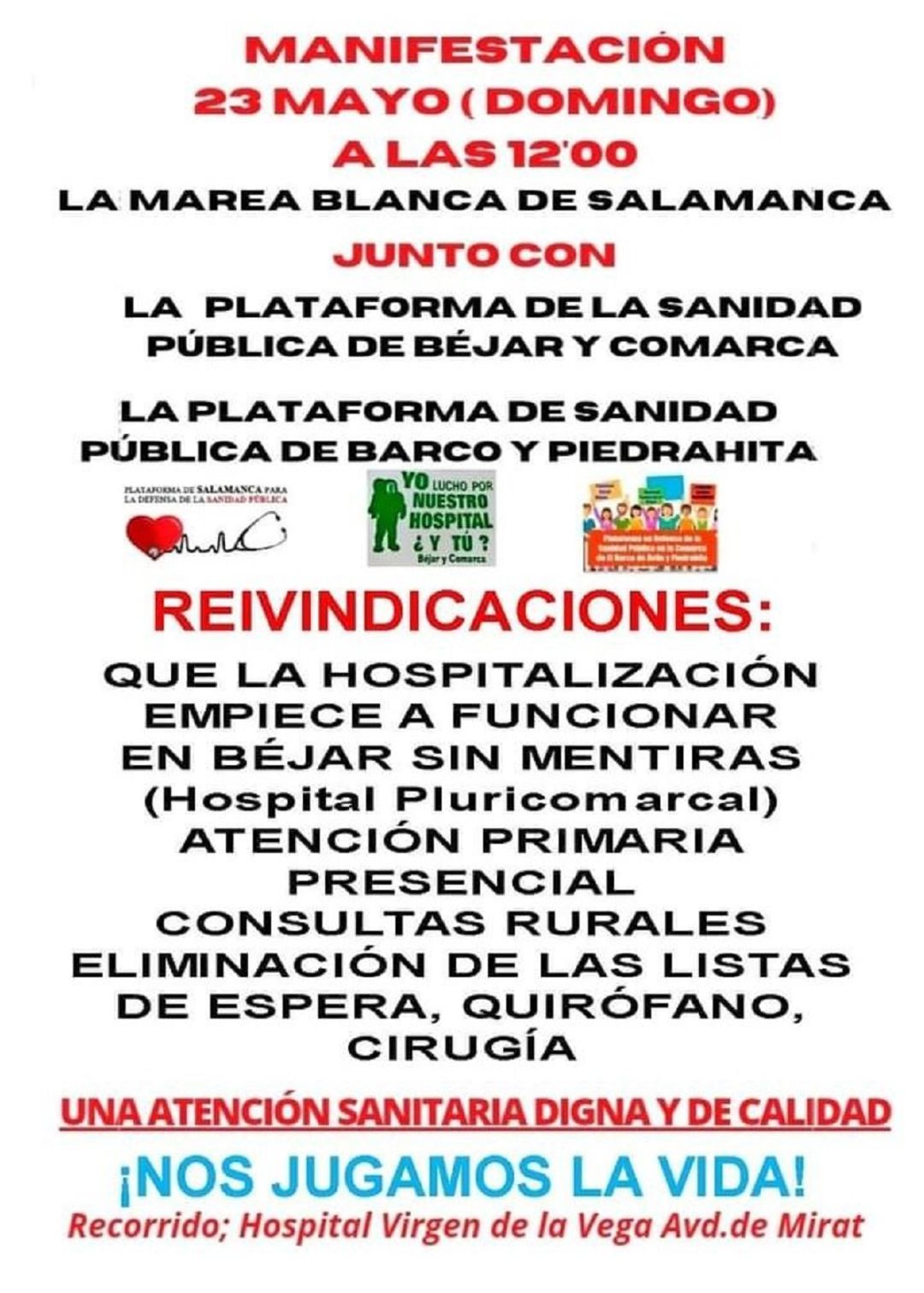 Información sobre la concentración del próximo 23 de mayo Información sobre la concentración del próximo 23 de mayo