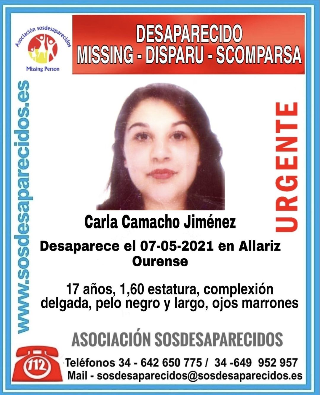 La menor desapareció en Allariz el 7 de mayo La menor desapareció en Allariz el 7 de mayo