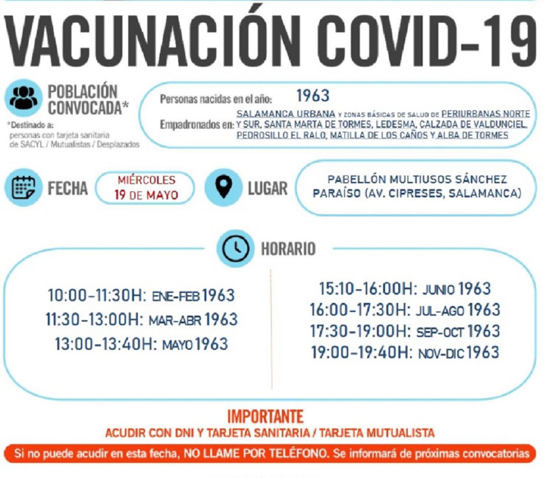 Información de la vacunación de este miércoles, 19 de mayo, en Salamanca Información de la vacunación de este miércoles, 19 de mayo, en Salamanca