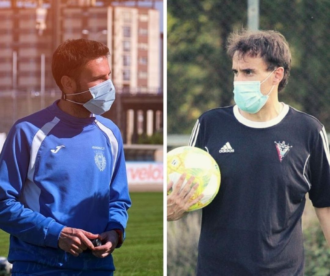 Álex Izquierdo (i) entrenador de la Arandina y su homólogo en el Mirandés B, Jonathan Prado. Álex Izquierdo (i) entrenador de la Arandina y su homólogo en el Mirandés B, Jonathan Prado.