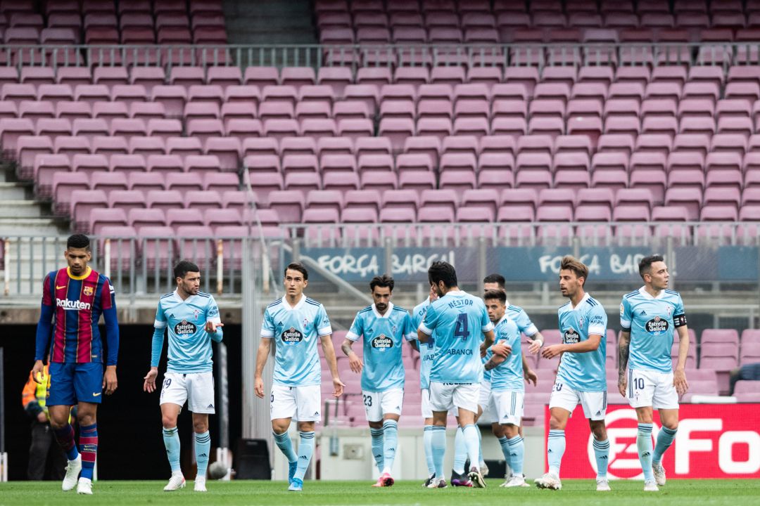 El Celta celebra un gol en el Camp Nou El Celta celebra un gol en el Camp Nou