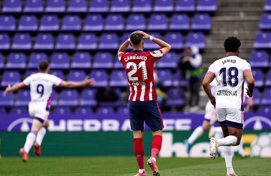 Carrasco lamenta el gol del Valladolid Carrasco lamenta el gol del Valladolid