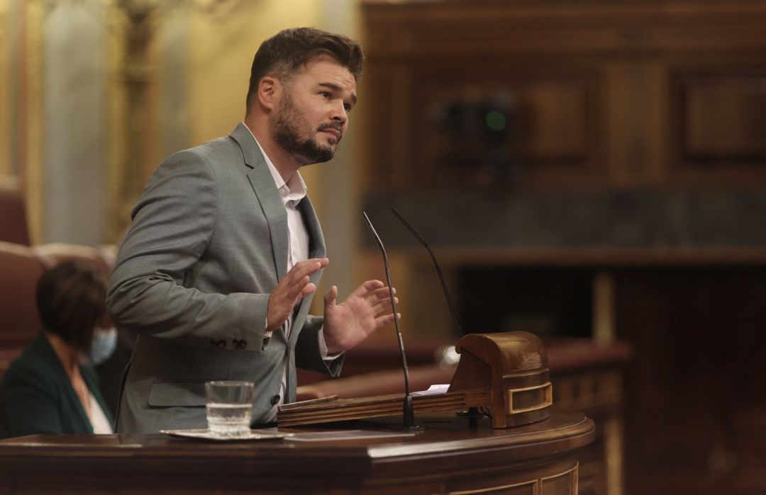 El portavoz del grupo parlamentario de ERC, Gabriel Rufián, interviene en una sesión plenaria en el Congreso de los Diputados, el pasado 18 de mayo. El portavoz del grupo parlamentario de ERC, Gabriel Rufián, interviene en una sesión plenaria en el Congreso de los Diputados, el pasado 18 de mayo.