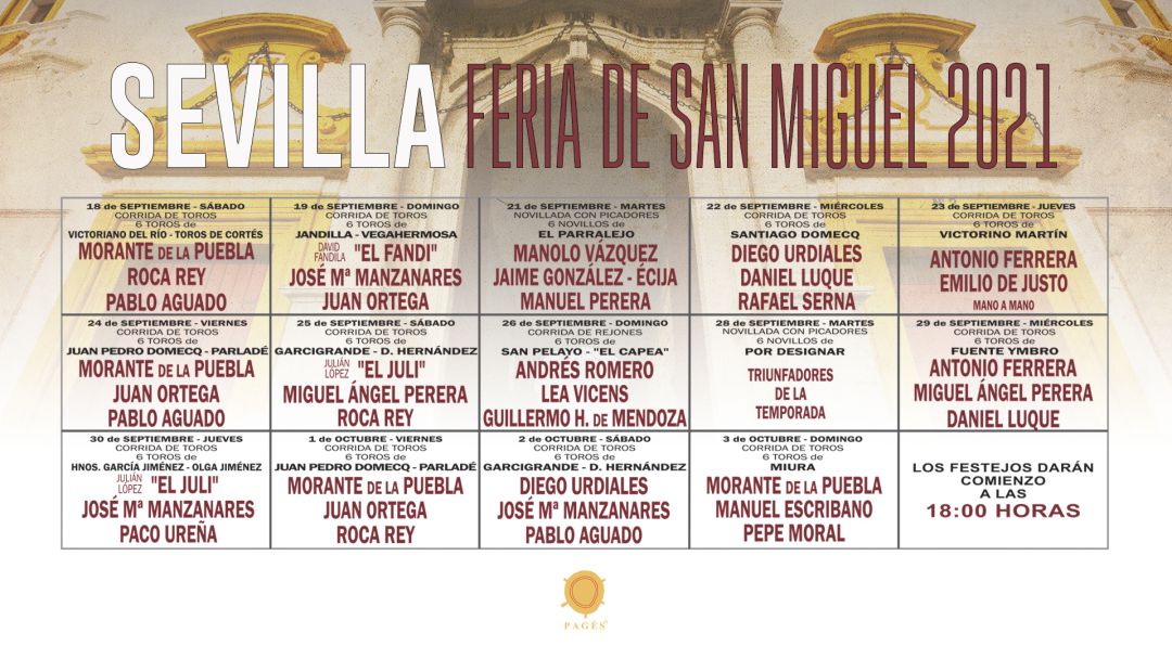 Combinaciones de toros y toreros para la Feria de San Miguel de Sevilla Combinaciones de toros y toreros para la Feria de San Miguel de Sevilla