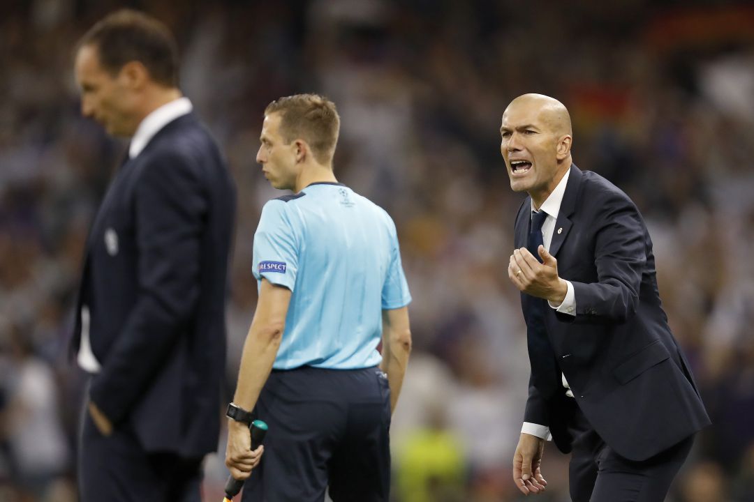 Allegri y Zidane, en un partido entre la Juventus y el Real Madrid en la Champions League. Allegri y Zidane, en un partido entre la Juventus y el Real Madrid en la Champions League.