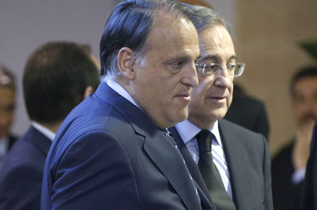 Javier Tebas y Florentino Pérez. Javier Tebas y Florentino Pérez.
