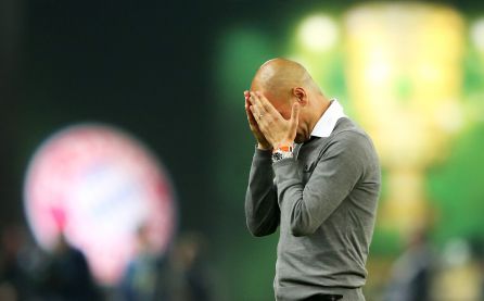 Guardiola llorando tras ganar la DFB Pokal en 2016 con el Bayern Guardiola llorando tras ganar la DFB Pokal en 2016 con el Bayern