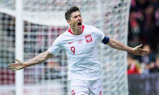 Lewandowski celebra uno de los últimos tantos con su combinado nacional Lewandowski celebra uno de los últimos tantos con su combinado nacional