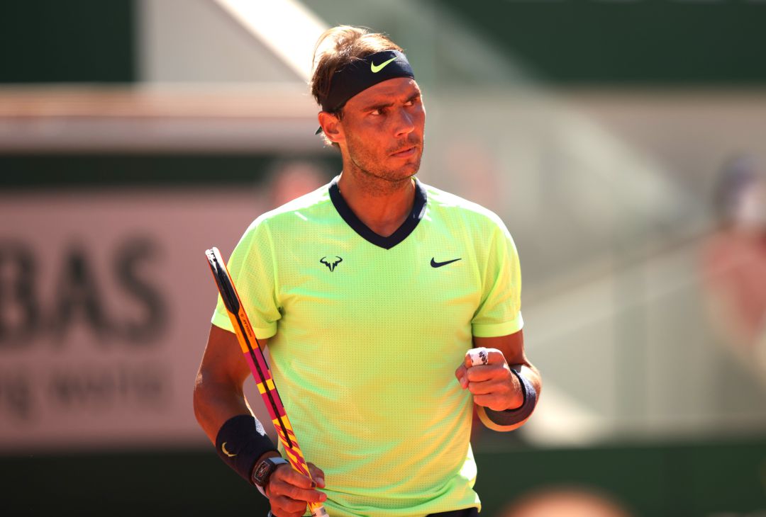 Rafa Nadal celebra en Roland Garros 2021 Rafa Nadal celebra en Roland Garros 2021