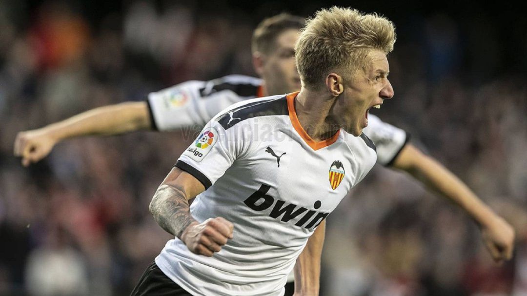Daniel Wass, celebrando un gol en Mestalla. Daniel Wass, celebrando un gol en Mestalla.