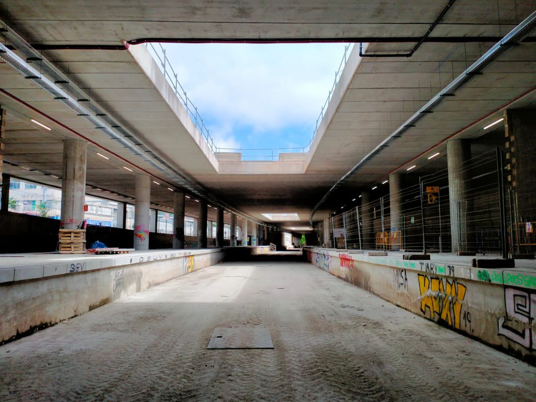 Espai de vies i andanes de la nova estació Espai de vies i andanes de la nova estació