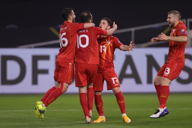 Macedonia del Norte celebra uno de sus goles Macedonia del Norte celebra uno de sus goles