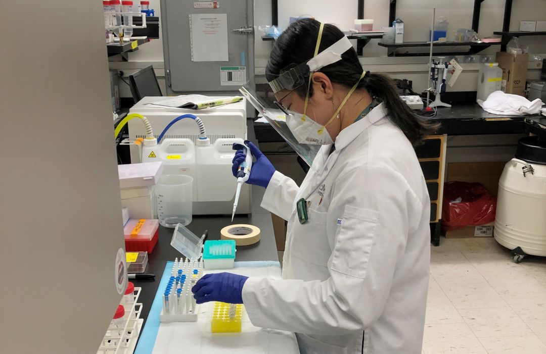 Una científica trabajando en el Laboratorio de Inmunología Plaquetaria de la Universidad canadiense de McMaster. Una científica trabajando en el Laboratorio de Inmunología Plaquetaria de la Universidad canadiense de McMaster.