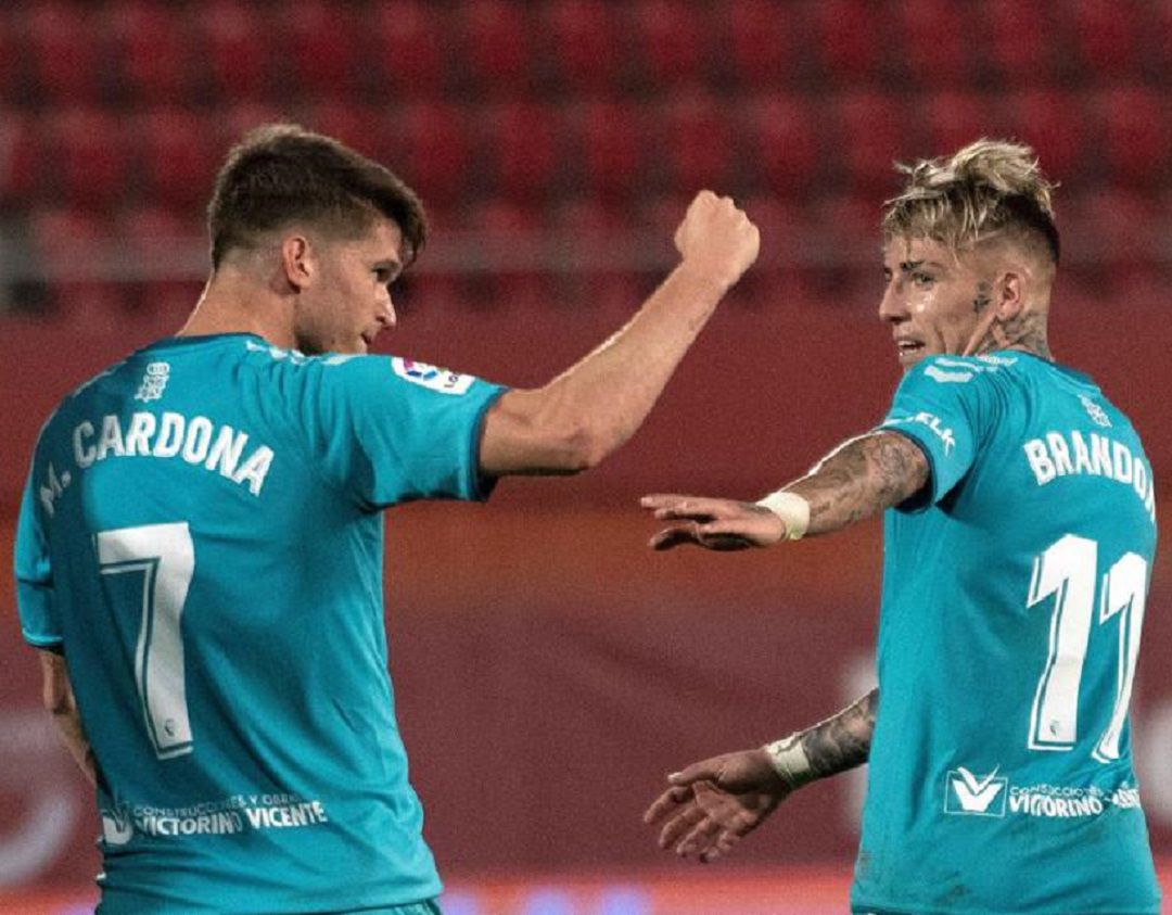 Marc Cardona y Brandon, jugadores en la rampa de salida, celebrando un gol con Osasuna Marc Cardona y Brandon, jugadores en la rampa de salida, celebrando un gol con Osasuna