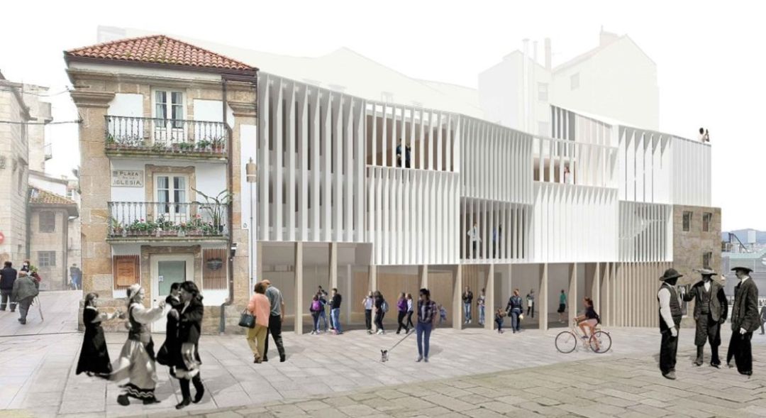 Infografía de "Mutante" proyecto de Javier Couto, ganador del concurso de ideas para la Praza da Igrexa Infografía de "Mutante" proyecto de Javier Couto, ganador del concurso de ideas para la Praza da Igrexa