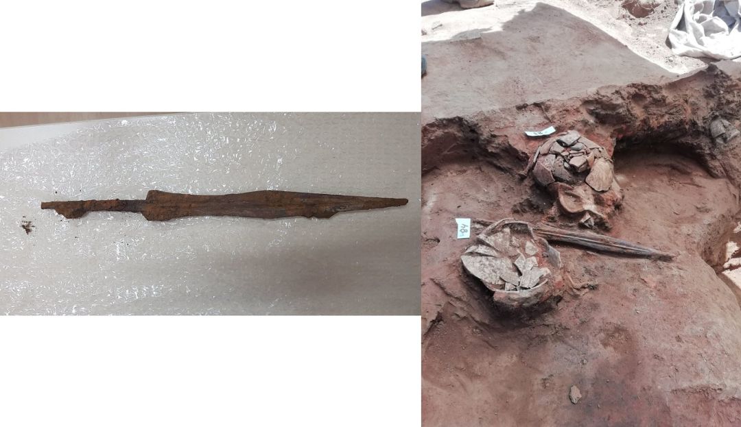 Un "pugio" y diversas herramientas de época romana Un "pugio" y diversas herramientas de época romana