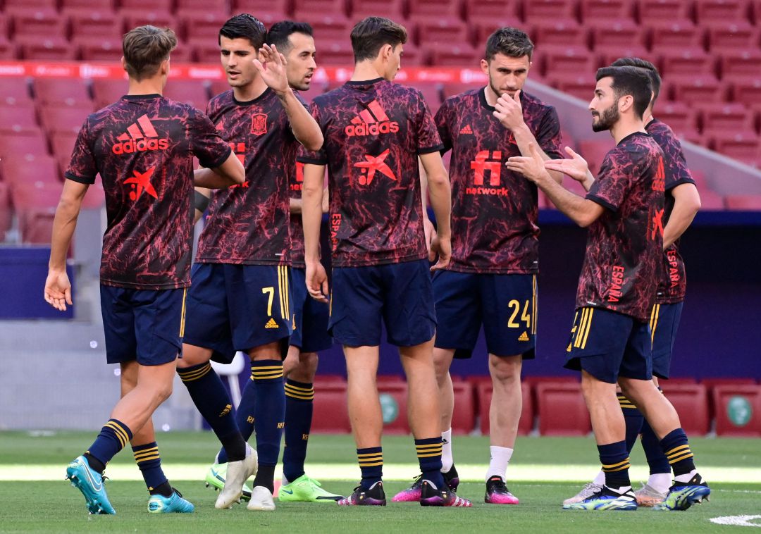 España en el calentamiento ante Portugal España en el calentamiento ante Portugal