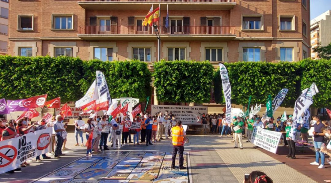 Imagen de la protesta de los sindicatos. Imagen de la protesta de los sindicatos.