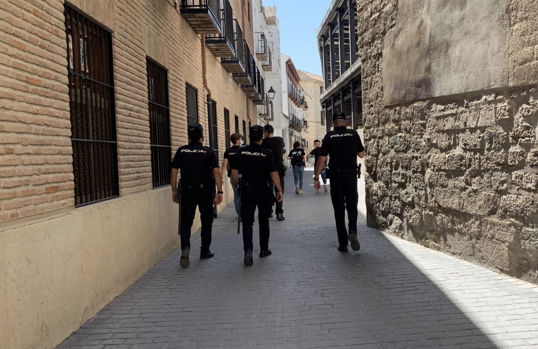 Varios agentes durante el registro que han llevado a cabo en la zona de los Baños Árabes. Varios agentes durante el registro que han llevado a cabo en la zona de los Baños Árabes.