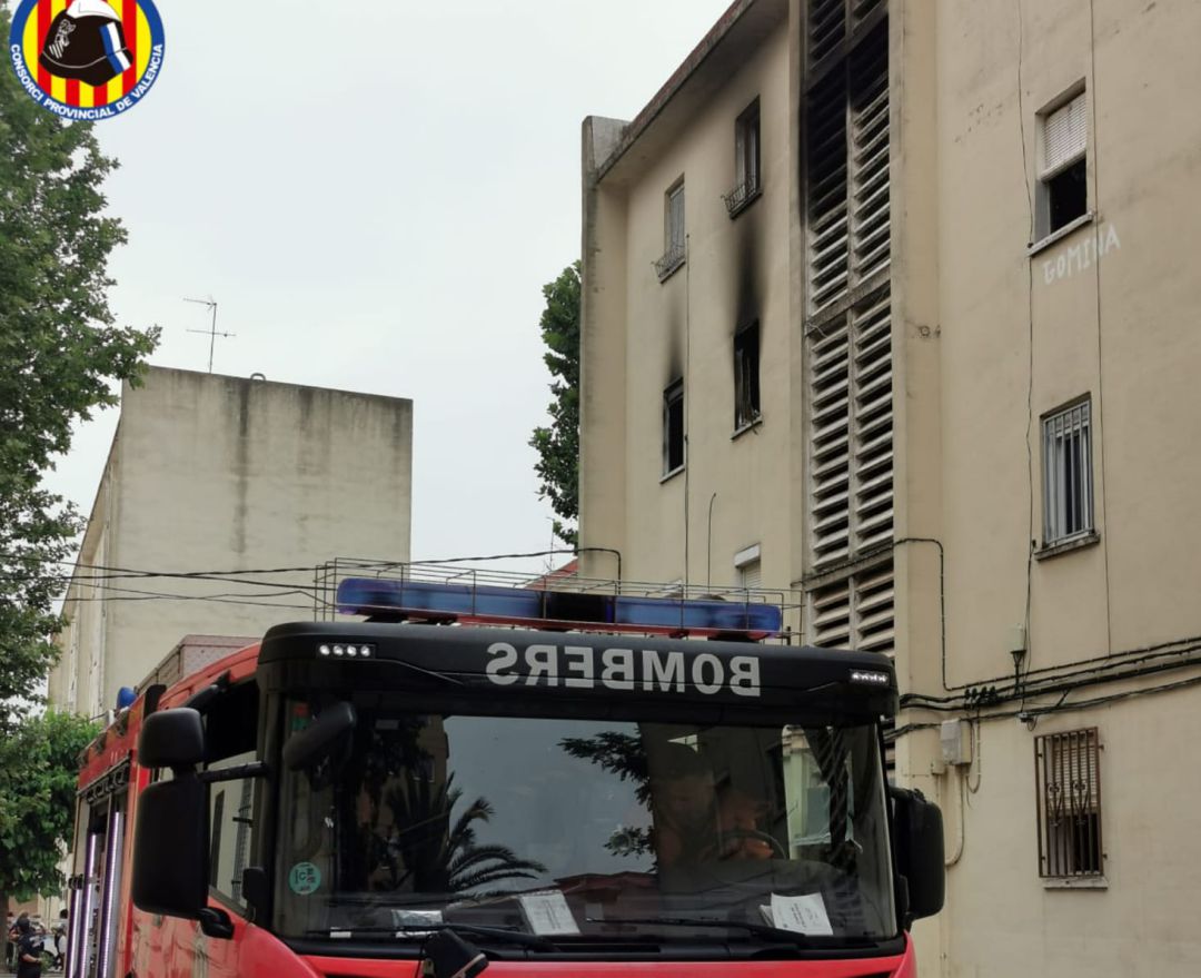 La vivienda de Algemesí donde se produjo el incendio La vivienda de Algemesí donde se produjo el incendio