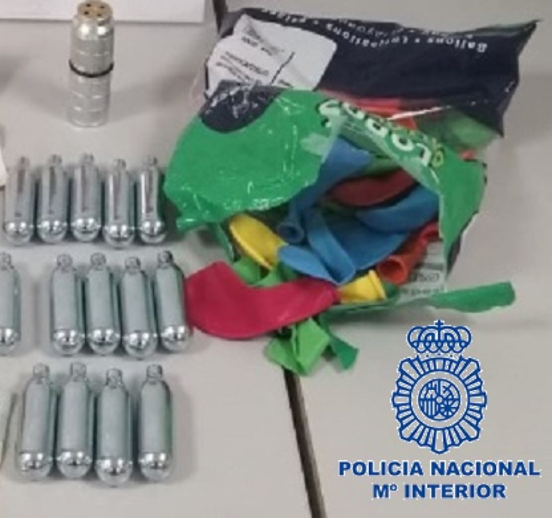 Gas de la risa incautado por la Policía Nacional Gas de la risa incautado por la Policía Nacional