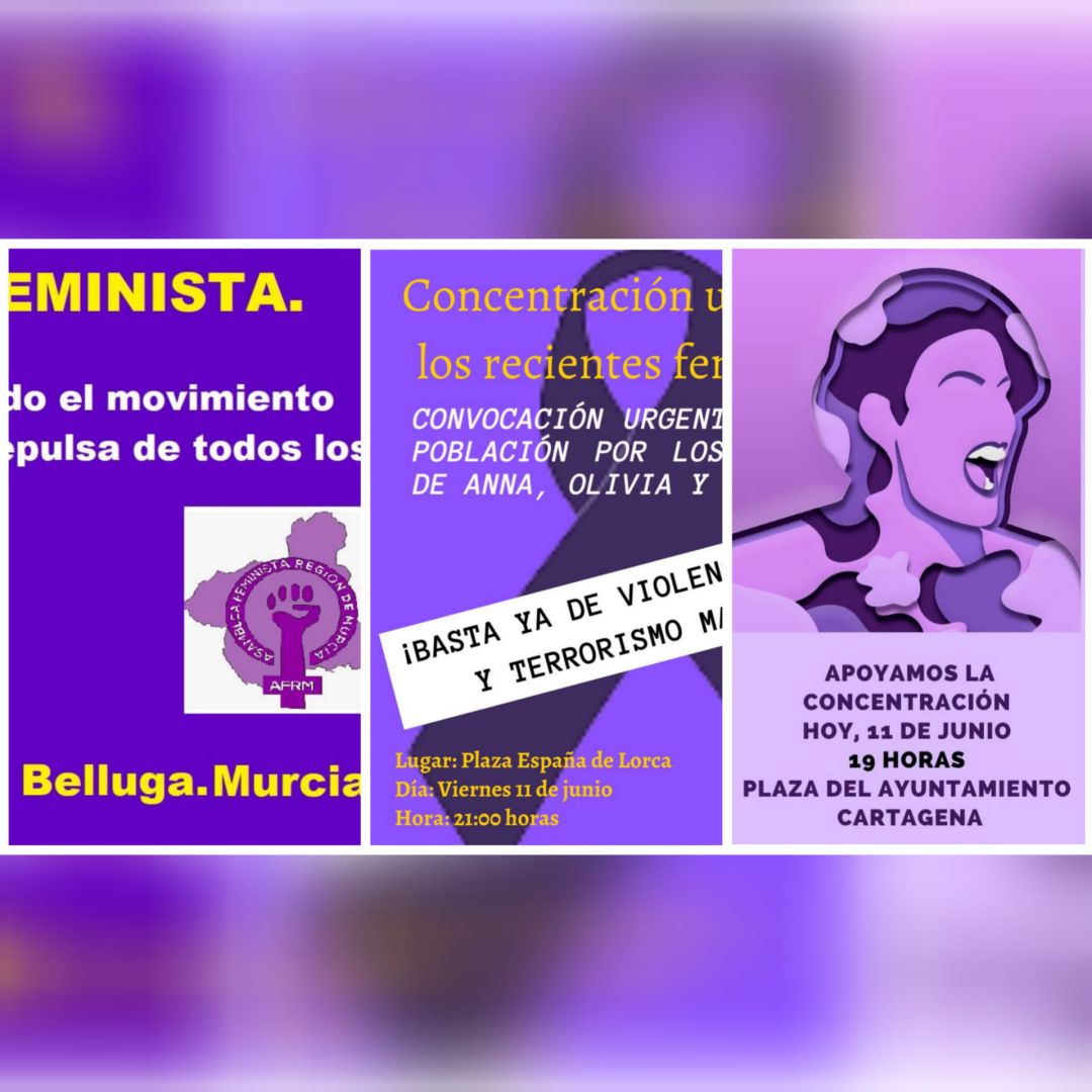 Convocatorias de las concentraciones contra las violencias machistas en Murcia, Lorca y Cartagena Convocatorias de las concentraciones contra las violencias machistas en Murcia, Lorca y Cartagena