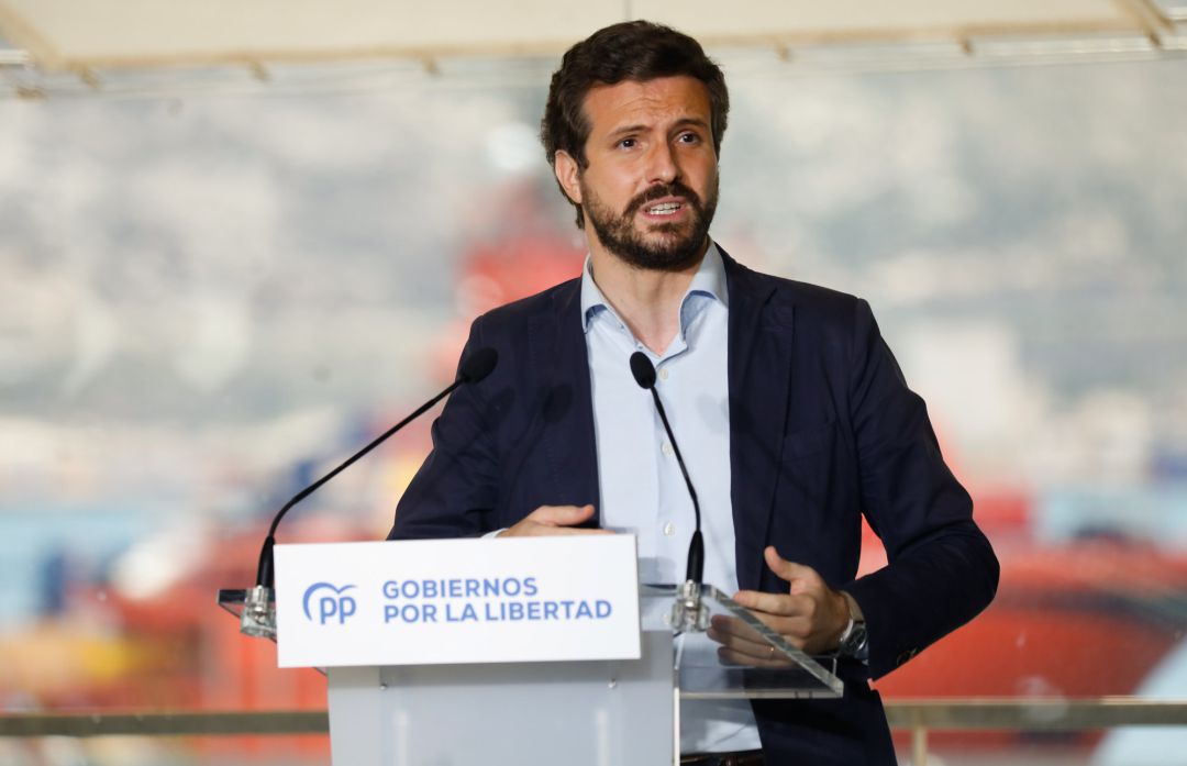 El líder del PP, Pablo Casado, interviene durante una reunión con alcaldes del PP de municipios con más de 20.000 habitantes, a 12 de junio de 2021, en Cartagena, Murcia, (España). Archivo. El líder del PP, Pablo Casado, interviene durante una reunión con alcaldes del PP de municipios con más de 20.000 habitantes, a 12 de junio de 2021, en Cartagena, Murcia, (España). Archivo.