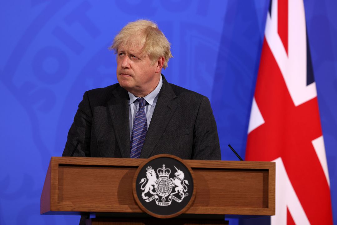 El primer ministro británico, Boris Johnson, durante una rueda de prensa para informar de la evolución del coronavirus en el país El primer ministro británico, Boris Johnson, durante una rueda de prensa para informar de la evolución del coronavirus en el país
