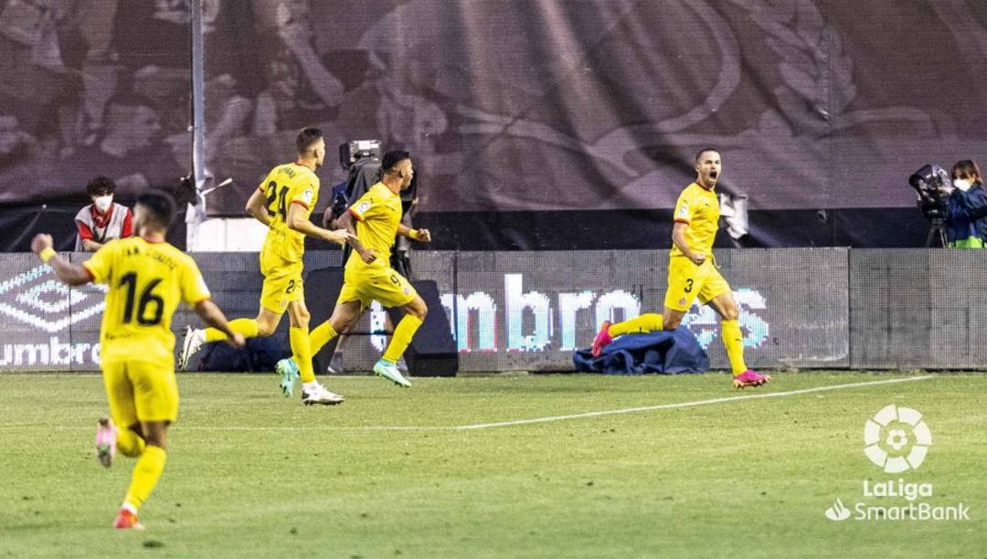 Franquesa celebra el primer gol. Franquesa celebra el primer gol.