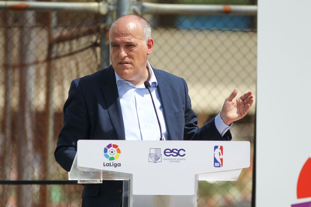 El presidente de LaLiga, Javier Tebas, durante la presentación El presidente de LaLiga, Javier Tebas, durante la presentación