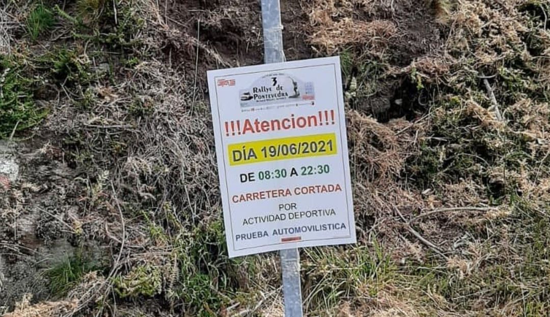 Aviso de carretera cortada en Cerdedo-Cotobade para el Rally de Pontevedra Aviso de carretera cortada en Cerdedo-Cotobade para el Rally de Pontevedra