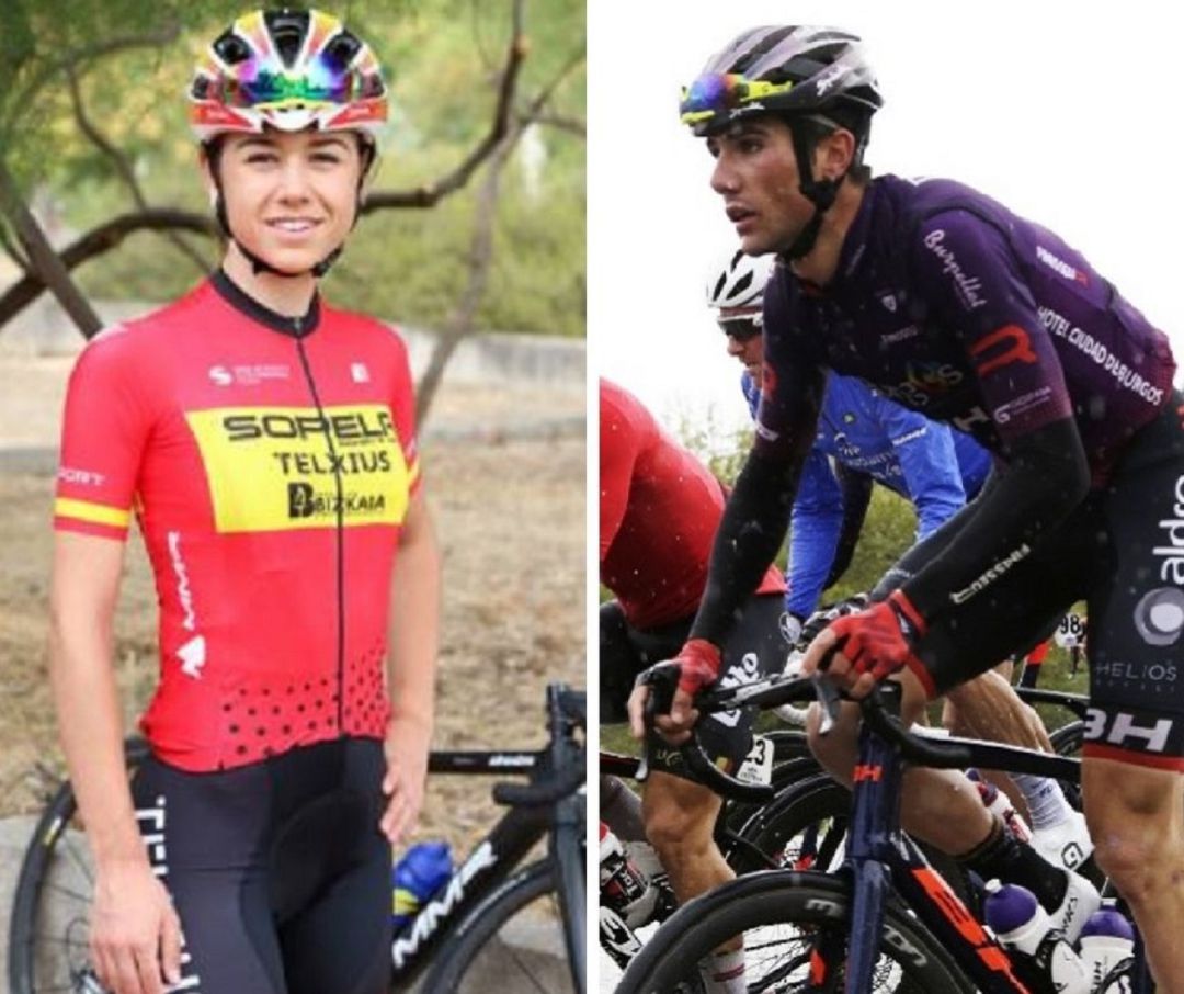 Sara Martín (i) con su maillot de campeona de España Sub23 logrado el pasado año y Mario Aparicio con los colores del Burgos BH. Sara Martín (i) con su maillot de campeona de España Sub23 logrado el pasado año y Mario Aparicio con los colores del Burgos BH.