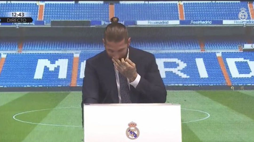 Sergio Ramos no puede aguantar las lágrimas Sergio Ramos no puede aguantar las lágrimas