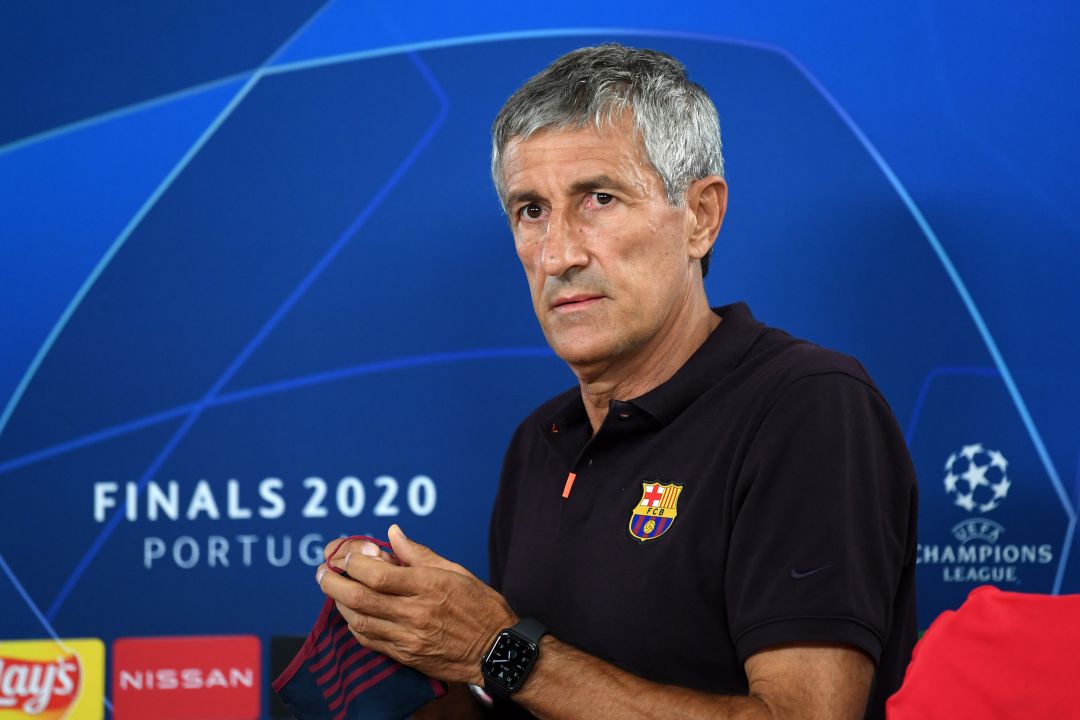 Quique Setién durante su etapa como entrenador del Barça Quique Setién durante su etapa como entrenador del Barça