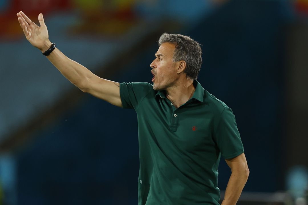 Luis Enrique dando órdenes a sus jugadores durante el España-Polonia Luis Enrique dando órdenes a sus jugadores durante el España-Polonia