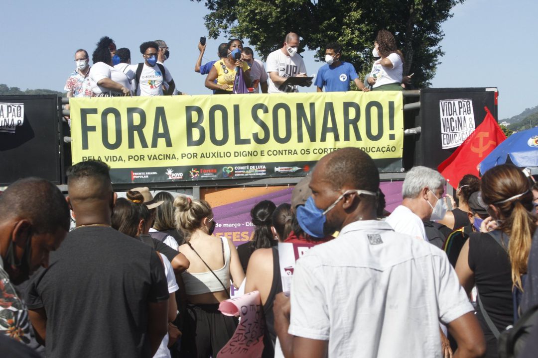 Manifestación contra el presidente de Brasil, Jair Bolsonaro, en Río de Janeiro. Manifestación contra el presidente de Brasil, Jair Bolsonaro, en Río de Janeiro.