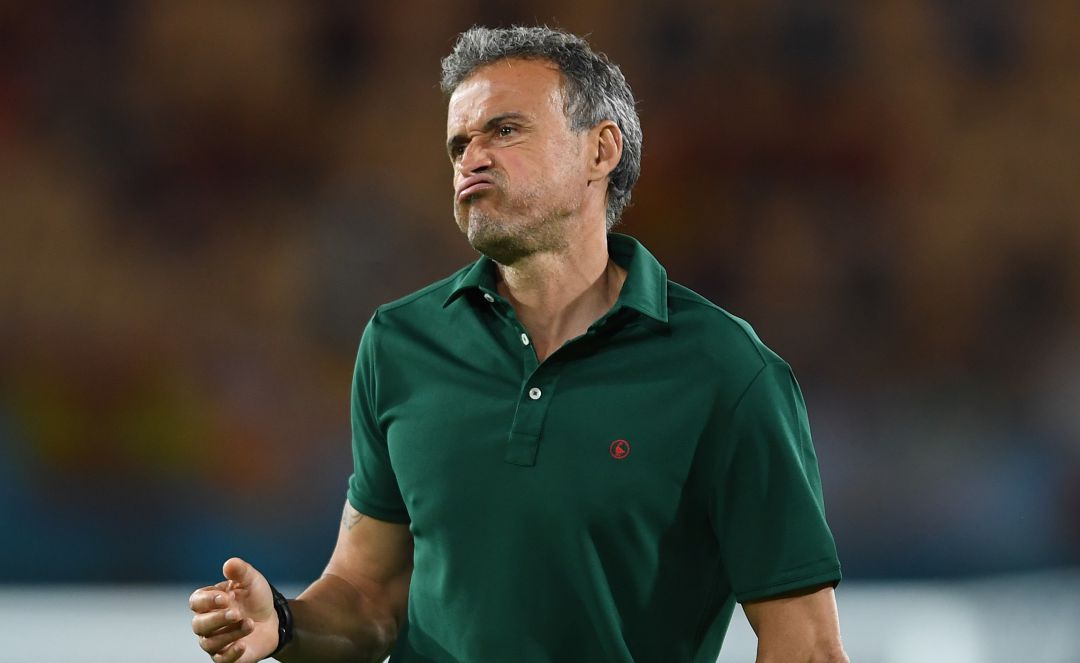 Luis Enrique se lamenta, durante un partido de la Selección Luis Enrique se lamenta, durante un partido de la Selección