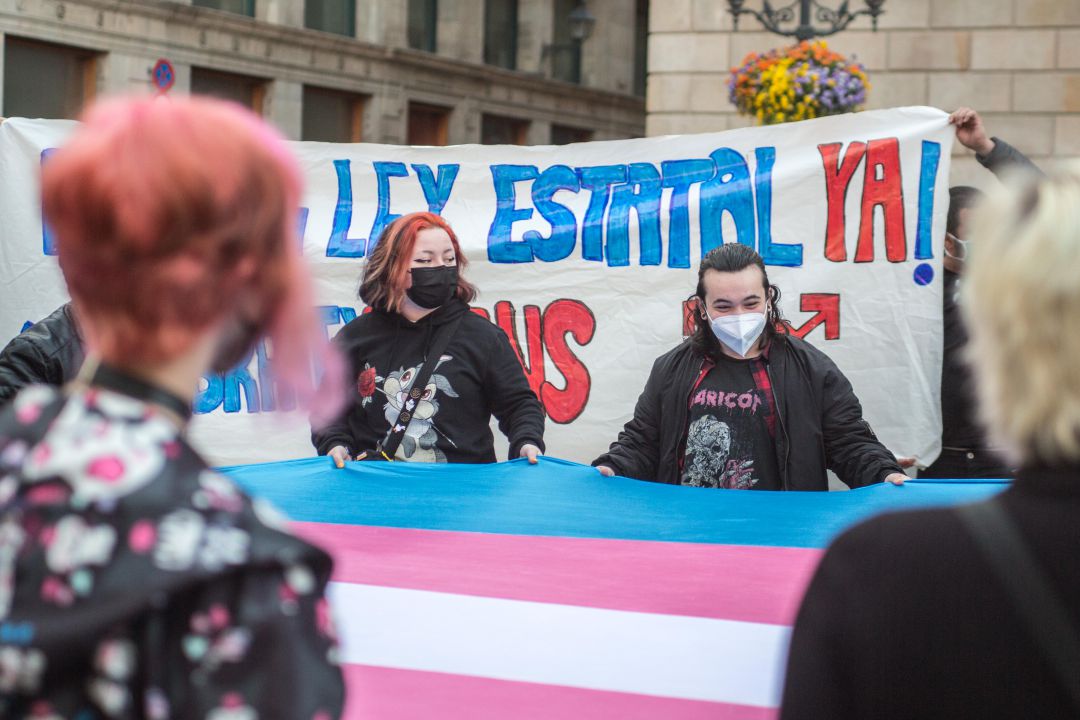 Marcha de defensores de la ley trans en Barcelona. Marcha de defensores de la ley trans en Barcelona.