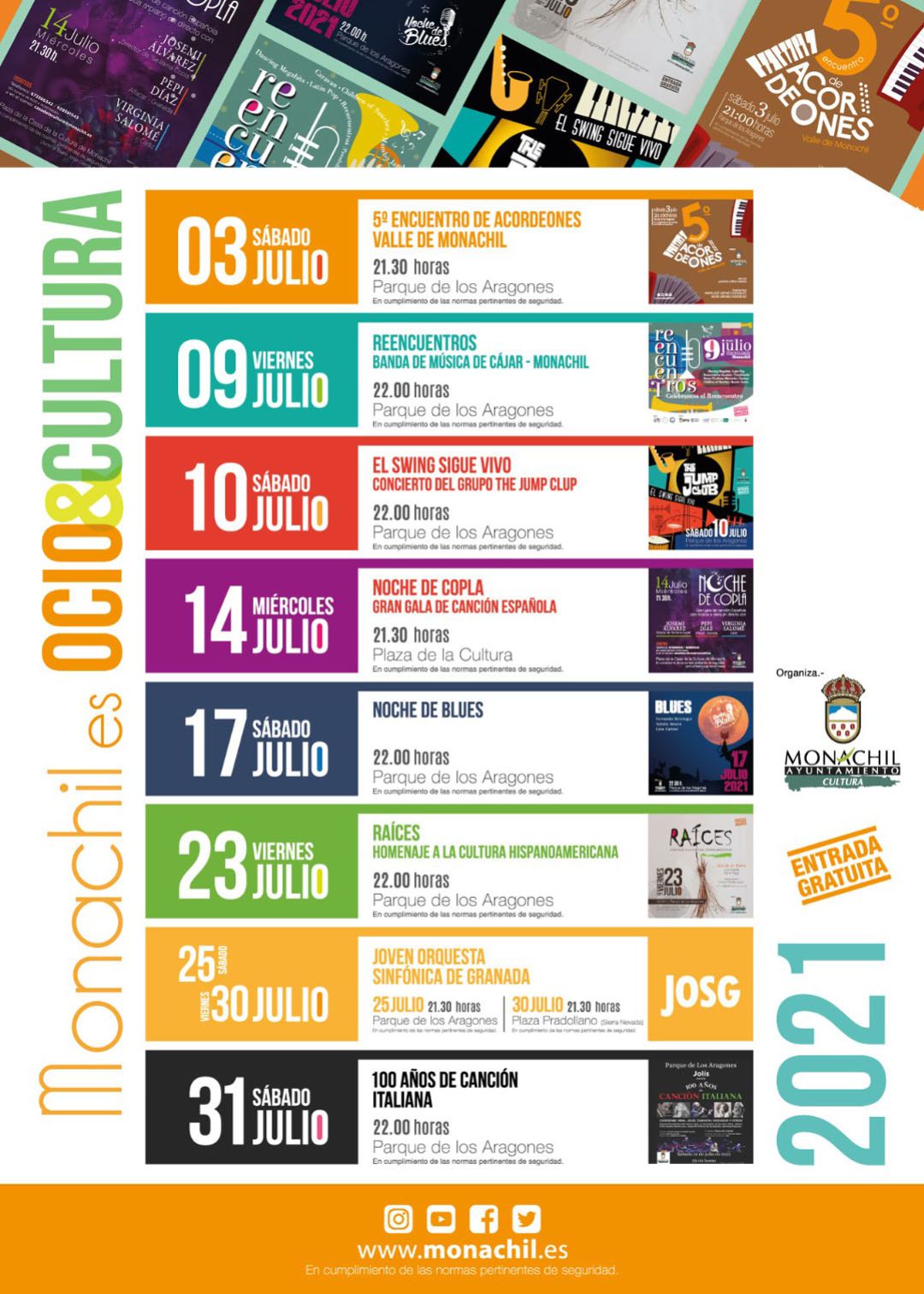 Programación cultural para julio de 2021 en Monachil (Granada) Programación cultural para julio de 2021 en Monachil (Granada)