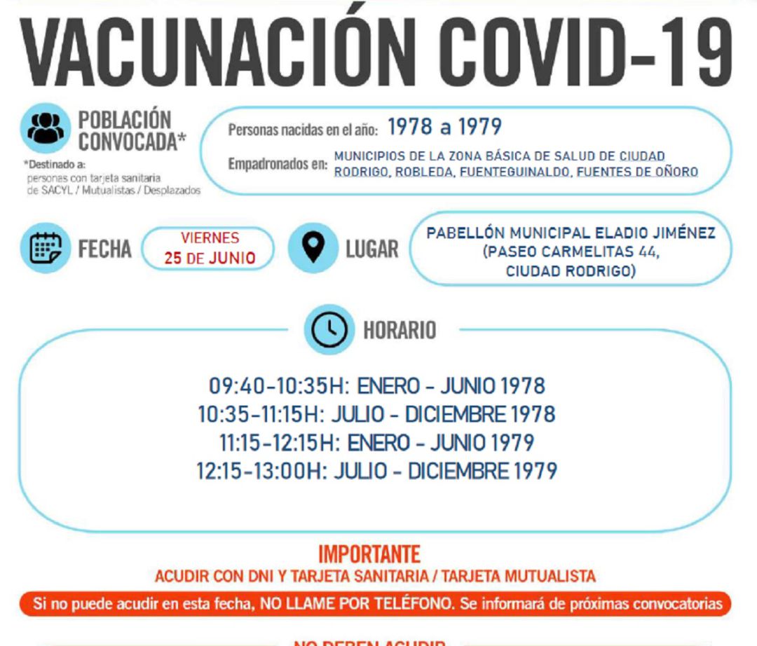 Información del proceso de vacunación en Ciudad Rodrigo Información del proceso de vacunación en Ciudad Rodrigo