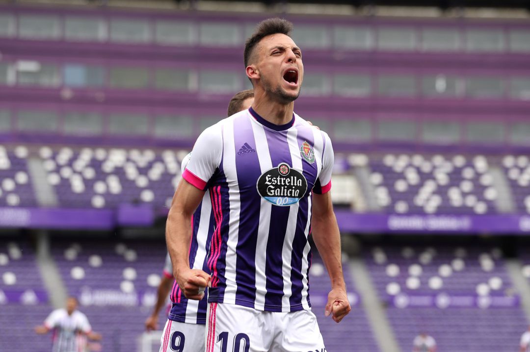 Óscar Plano celebra un gol con el Real Valladolid Óscar Plano celebra un gol con el Real Valladolid