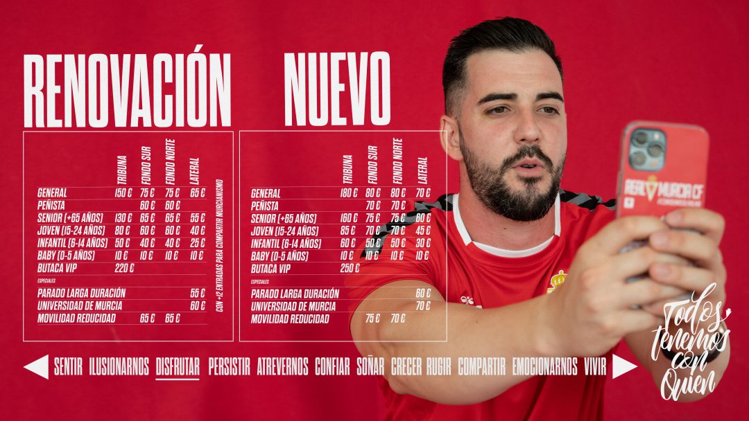 Precios de la campaña de abonos del Real Murcia para la 2021-2022 Precios de la campaña de abonos del Real Murcia para la 2021-2022